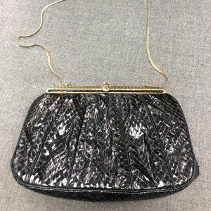 Judith Leiber vintage black snakeskin evening bag